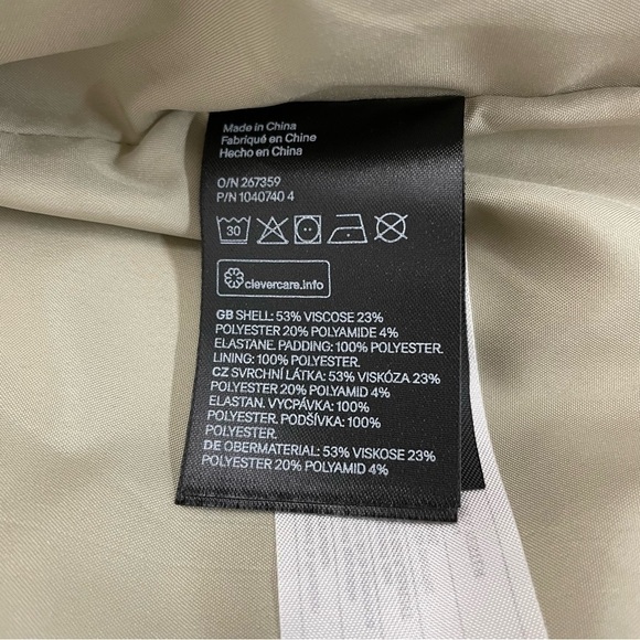 H&M Oversized Shirt Jacket, Padded Shacket, Green/Beige Size Small - Picture 8 of 11